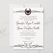 有刺鉄線の蹄鉄の西部の結婚式招待状 招待状 (正面)