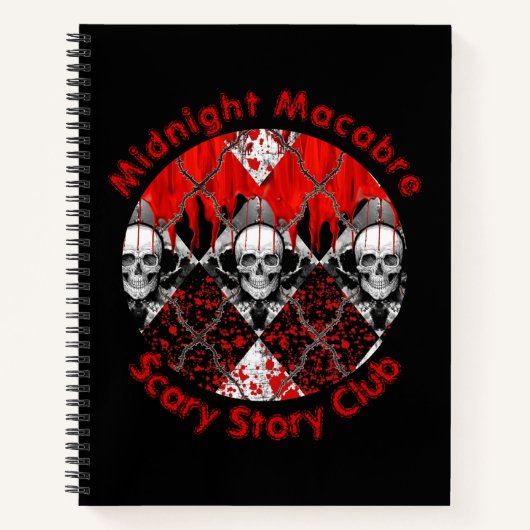 有刺鉄線アーガイル血スカルホラーライター ノートブック (正面)