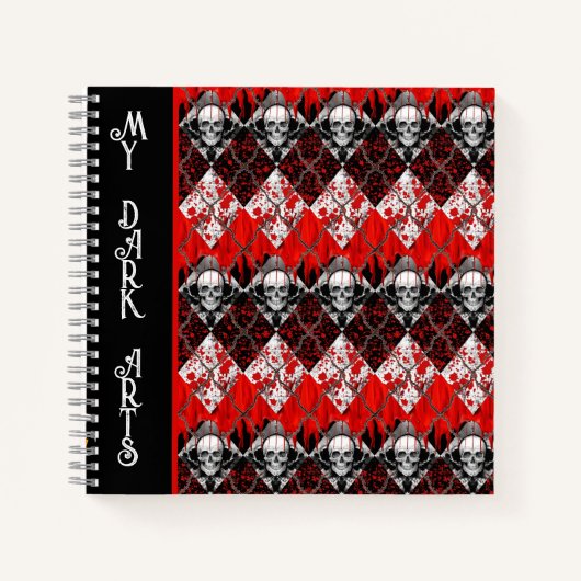 有刺鉄線アーガイル血スパター赤白黒 ノートブック (正面)