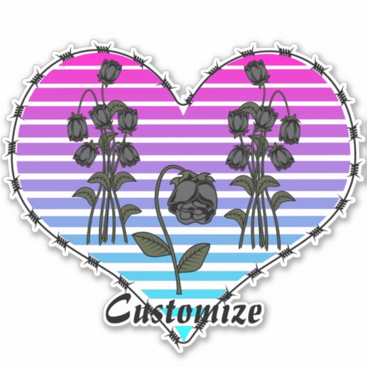 有刺鉄線ハートウィルテッド黒バラサンダー_コーブ シール (正面)