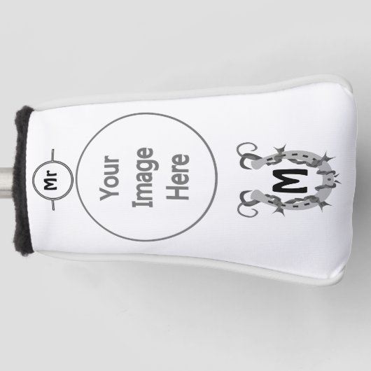 有刺鉄線包まれたモノグラムの馬蹄形 ゴルフヘッドカバー (正面)