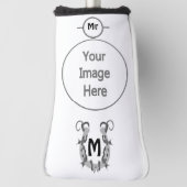 有刺鉄線包まれたモノグラムの馬蹄形 ゴルフヘッドカバー (回転90)