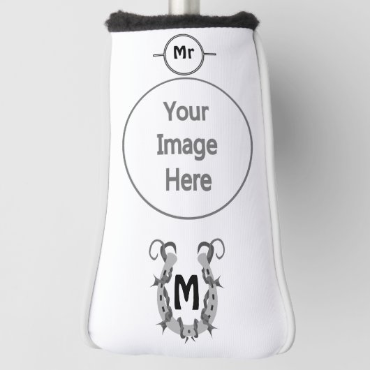 有刺鉄線包まれたモノグラムの馬蹄形 ゴルフヘッドカバー (回転90)