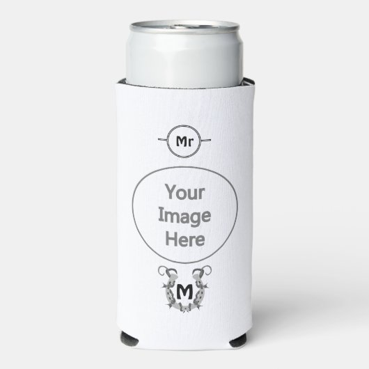 有刺鉄線包まれたモノグラムの馬蹄形 スリム缶クーラー (Seltzer正面)