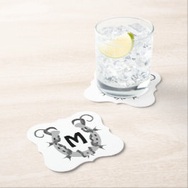 有刺鉄線包まれたモノグラムの馬蹄形 ペーパーコースター