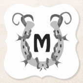 有刺鉄線包まれたモノグラムの馬蹄形 ペーパーコースター (正面)