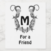 有刺鉄線包まれたモノグラムの馬蹄形 ワインラベル (シングルラベル)