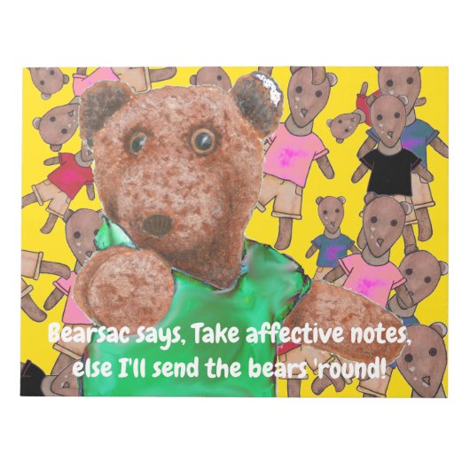 有効なメモを取らない私は熊を送信する ノートパッド (正面)