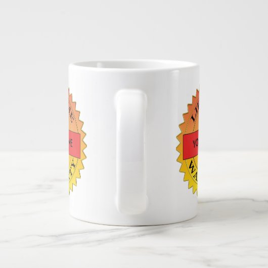 有効期間の保証シンボルお客様の名前ジャンボマグ ジャンボコーヒーマグカップ (裏面)