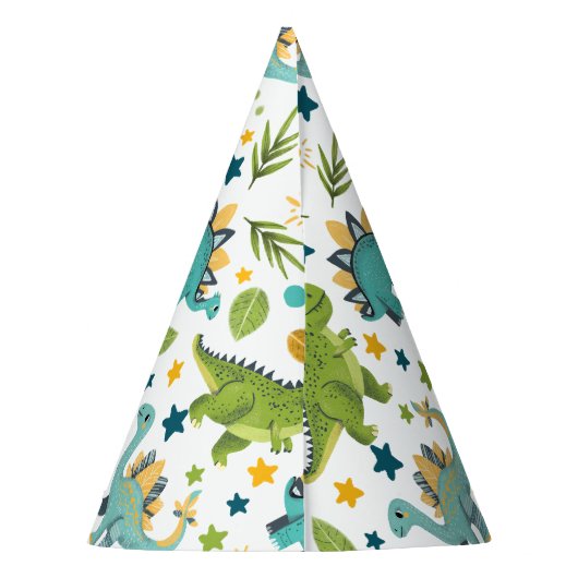 有史以前のかわいい動物のパターン恐竜 パーティーハット (裏面)
