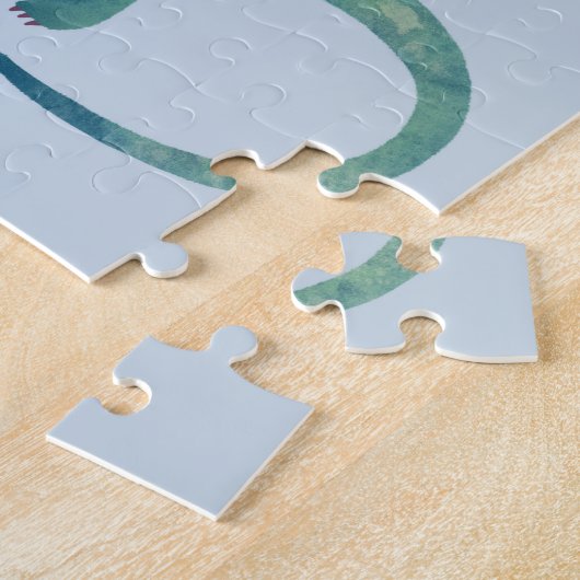 有史以前の可愛い青い恐竜の模様 ジグソーパズル (側面)