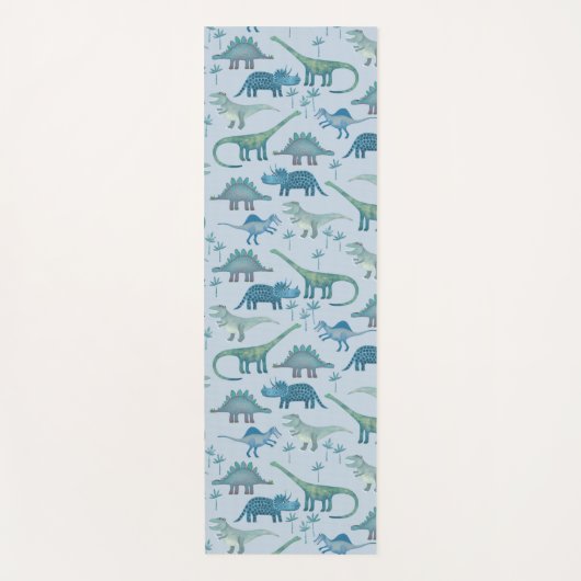 有史以前の可愛い青い恐竜の模様 ヨガマット (正面)