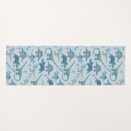 有史以前の可愛い青い恐竜の模様 ヨガマット (正面(横))