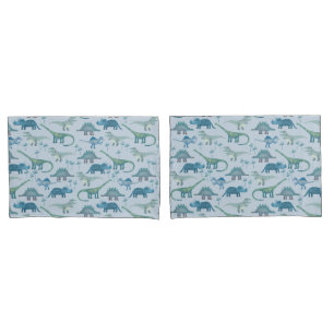 有史以前の可愛い青い恐竜の模様 枕カバー