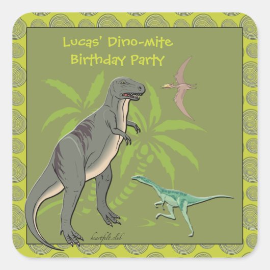 有史以前の生物の恐竜のステッカー スクエアシール (正面)