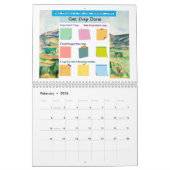 有名なを絵を描付箋すカラフル カレンダー (2月 2026)