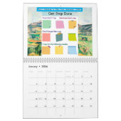 有名なを絵を描付箋すカラフル カレンダー (1月 2026)