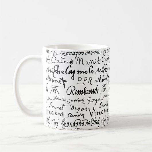 有名なアーティストの署名パターン コーヒーマグカップ (左)