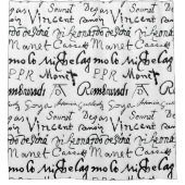 有名なアーティストの署名パターン シャワーカーテン (正面)