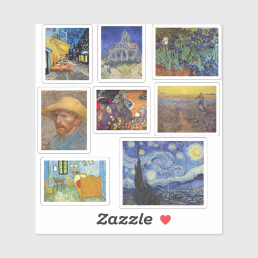 有名なアーティストファンゴッホ、ファインアート絵画 シール (シート)