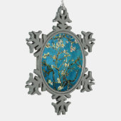 有名なアート – 開花アーモンドの木。ビンセント・バン スノーフレークピューターオーナメント (左)