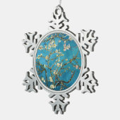 有名なアート – 開花アーモンドの木。ビンセント・バン スノーフレークピューターオーナメント (右)