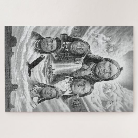 有名なインディアンチーフのネイティブアメリカン絵を描ズ ジグソーパズル (横)