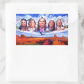 有名なインディアンチーフのネイティブアメリカン絵を描ズ 長方形シール (バッグ)