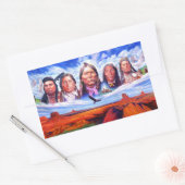 有名なインディアンチーフのネイティブアメリカン絵を描ズ 長方形シール (封筒)