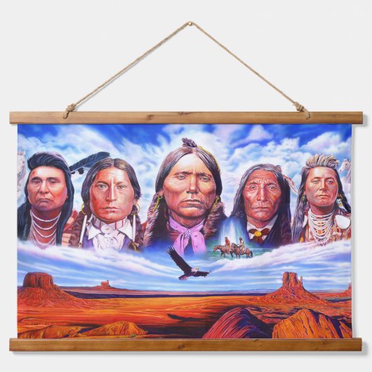 有名なインディアン長絵画率のアメリカ先住民 吊り下げ型タペストリー (正面)