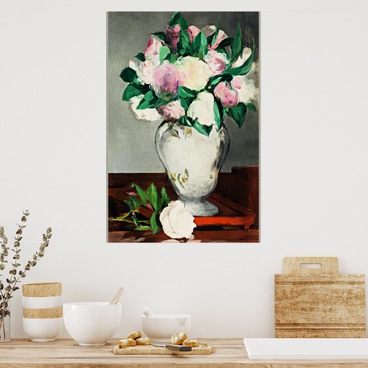 有名なエドアードマネ絵画の牡丹 ポスター (キッチン)