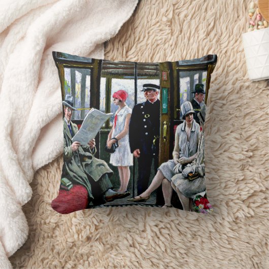 有名なコペンハーゲン絵画の電車だ クッション (ブランケット)