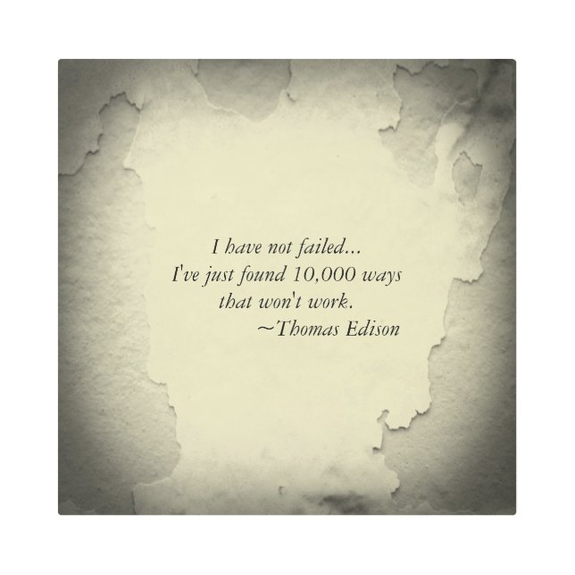 有名なトーマス・エジソン引用文の成功へのインスピレーション メタルプリント (正面)