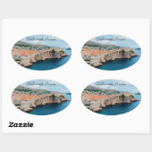 有名なドゥブロヴニク旧市街の屋根と壁 – クロアチア 楕円形シール (シート)