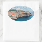 有名なドゥブロヴニク旧市街の屋根と壁 – クロアチア 楕円形シール (バッグ)