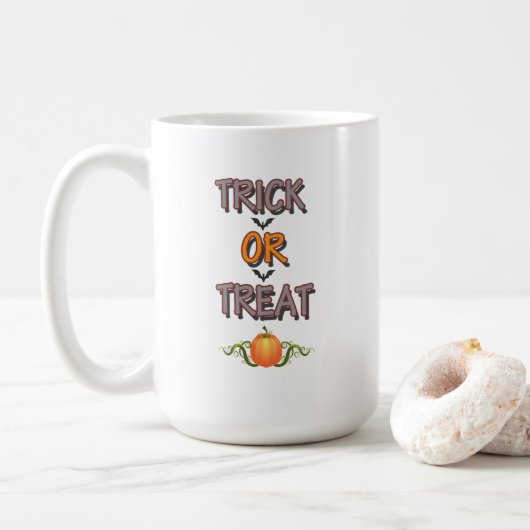有名なハロウィンパーティーの夜の言葉 Trick or Treat コーヒーマグカップ (ドーナツ)