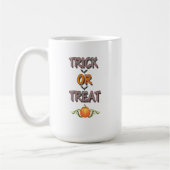 有名なハロウィンパーティーの夜の言葉 Trick or Treat コーヒーマグカップ (左)