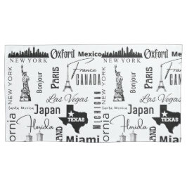 有名なモダン都市を黒と白の可愛いパターンに 枕カバー