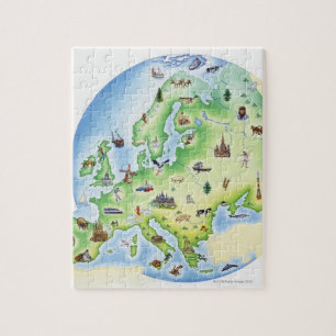 有名なヨーロッパのイラストレーションの地図 ジグソーパズル