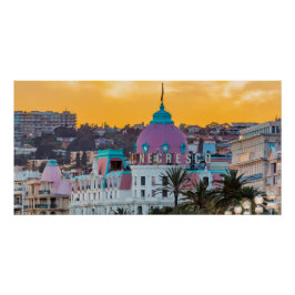 有名なラグジュアリーホテルホテルネグレスコinニースフランス ポスター