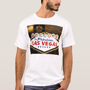 有名なラスベガスの印の夜-ベガス上の月 Tシャツ
