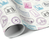 有名なランドマークのレトロな郵便標識パターン ラッピングペーパー (ロールコーナー)