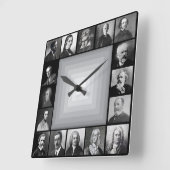 有名な作曲家の白黒ポートレート スクエア壁時計 (傾斜)