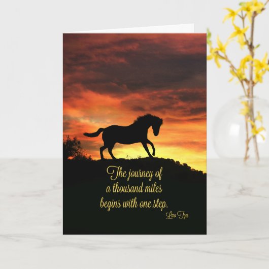 有名な勇気付けられると馬のことわざ カード (黄色い花)