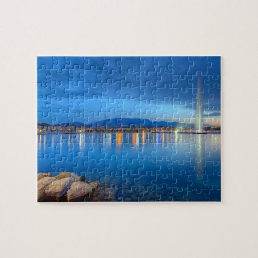 有名な噴水、スイス連邦共和国とのジュネーブのパノラマ、 ジグソーパズル (横)