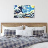 「有名な波の星空の夜」 Canvas Print with b キャンバスプリント (インサイチュ (寝室))