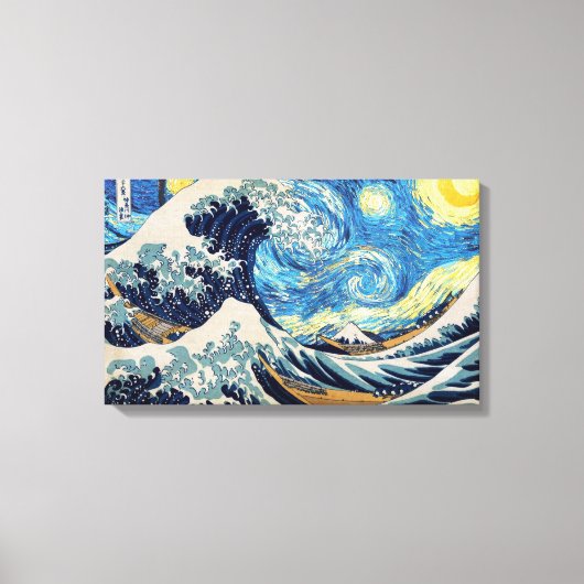「有名な波の星空の夜」 Canvas Print with b キャンバスプリント (正面)