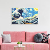 「有名な波の星空の夜」 Canvas Print with b キャンバスプリント (インサイチュ (リビング))