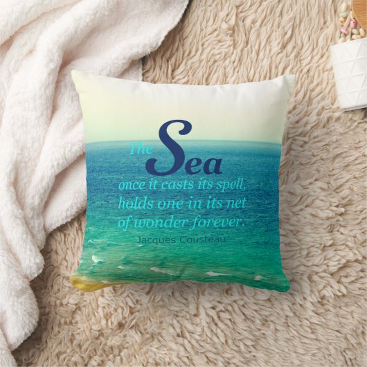 有名な海の引用文のジェイクスCOUSTEAUの枕 クッション (ブランケット)