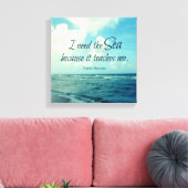 有名な海の引用文パブロ・ネルーダの写真アート キャンバスプリント (インサイチュ (リビング))
